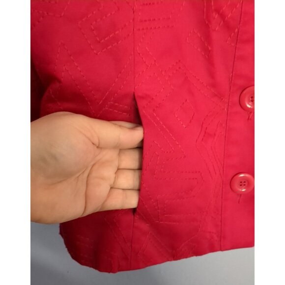 Coldwater Creek Women's 16 Blazer Jacket embroidered Red Business Academia Cotto - Picture 8 of 11